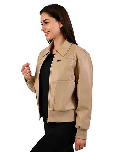 Chamarra Beige marca Lee para Mujer con Bolsillos